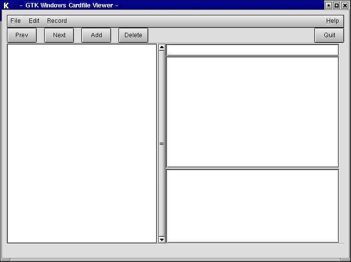 Empty Cardfile Screenshot